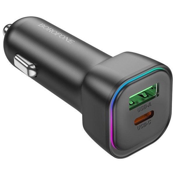 Фото - Автомобільний зарядний пристрій BOROFONE BZ28A Trophie PD30W+QC3.0 car charger Black (6941991110818)